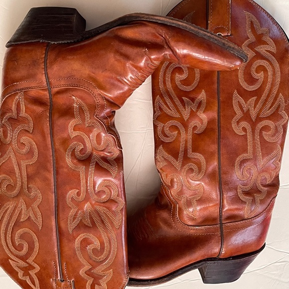 Justin Style Cowgirl Leather Boots - Picture 3 of 7